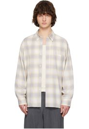 Solid Homme Yellow & Gray Wool Cotton Check Shirt