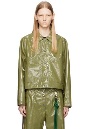 Song for the Mute Green Cropped Faux-Leather Jacket