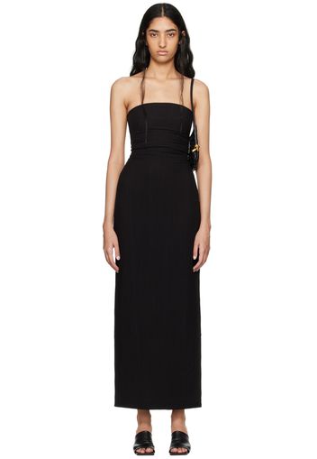 St. Agni Black Column Maxi Dress