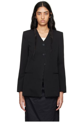 St. Agni Black Raw Edge Collarless Blazer