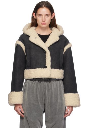 Stand Studio Black & Off-White London Faux-Shearling Jacket