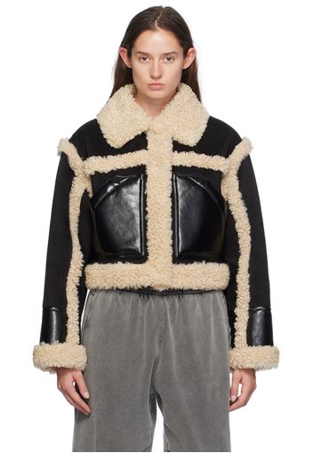 Stand Studio Black & Off-White Edith Faux-Shearling Jacket