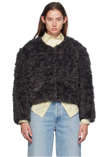 Stand Studio Gray & Black Charmaine Reversible Faux-Shearling Jacket