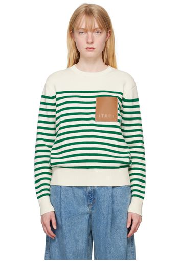 Staud Off-White & Green Sunset Sweater