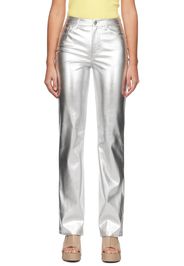 Staud Silver Chisel Faux-Leather Trousers