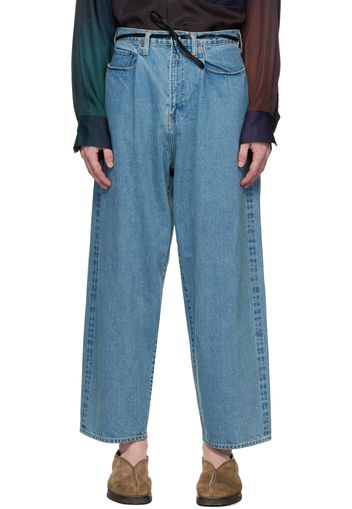 stein Blue Vintage Reproduction Wide Tuck Jeans