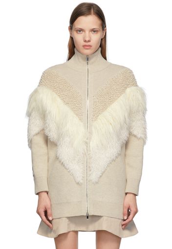 Stella McCartney Beige Knit 'Fur Free Fur' Cardigan