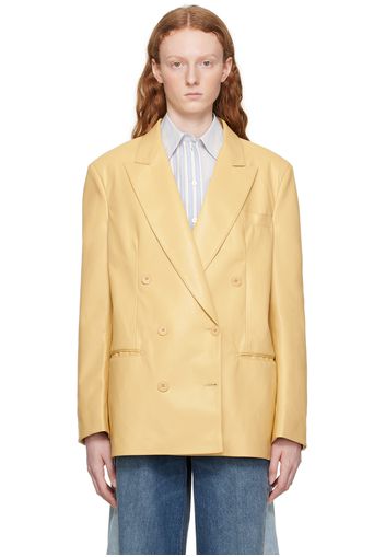 Stella McCartney Yellow Oversized Faux-Leather Blazer