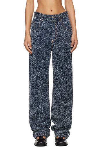 Stella McCartney Blue High-Rise Bouclé Jeans