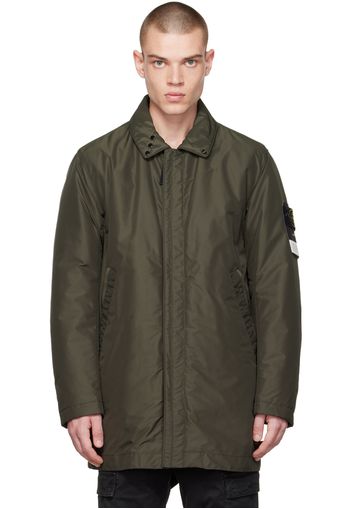 Stone Island Khaki Convertible Collar Coat