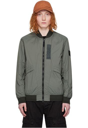 Stone Island Green Garment-Dyed Bomber Jacket