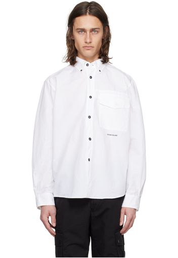 Stone Island White Spread Collar Shirt