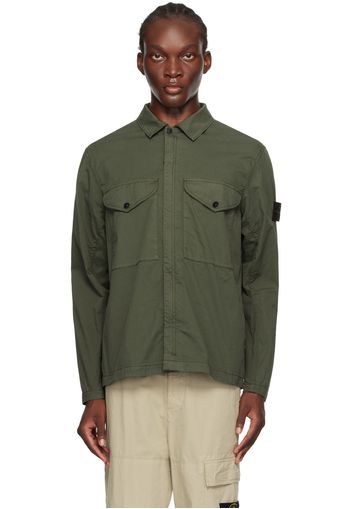 Stone Island Green Logo Patch Shirt