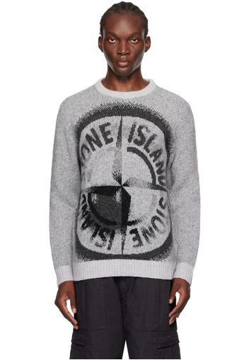 Stone Island Gray Jacquard Logo Sweater