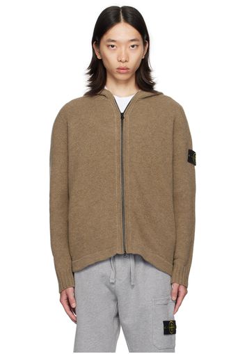 Stone Island Brown Hooded Cardigan