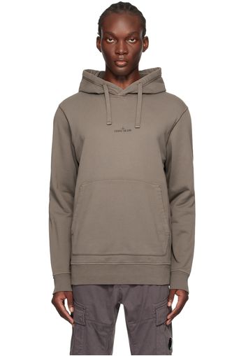 Stone Island Taupe Printed-Logo Hoodie