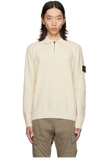 Stone Island Off-White Half-Zip Polo