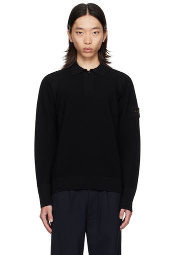 Stone Island Black Half-Zip Polo