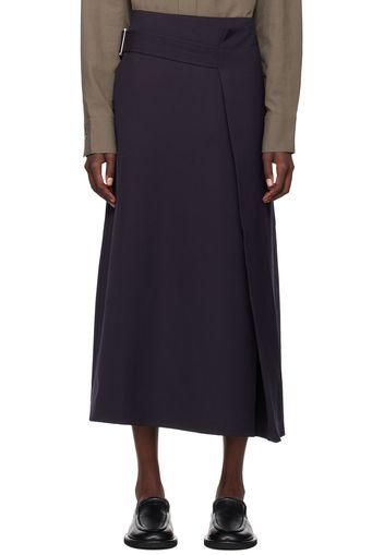 Studio Nicholson Navy Bassi Midi Skirt