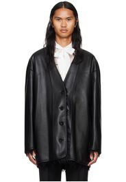 System Black Faux-Leather & Faux-Fur Reversible Jacket