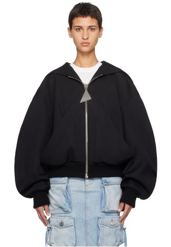 The Attico Black Hooded Bomber Jacket