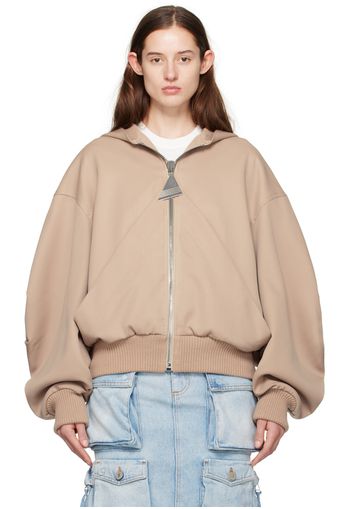 The Attico Beige Hooded Bomber Jacket