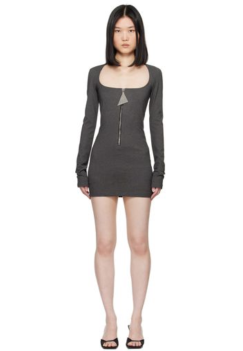 The Attico Gray Half-Zip Minidress