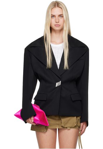 The Attico Black Single-Breasted Blazer