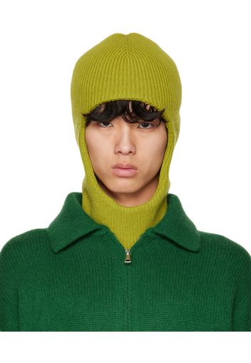 The Elder Statesman Green Ribbed Balaclava