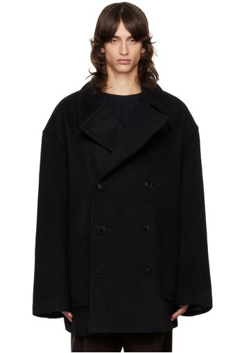 The Frankie Shop Black Cooper Wool Peacoat