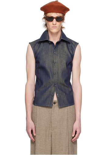 Theophilio SSENSE Exclusive Blue & Gold Denim Vest