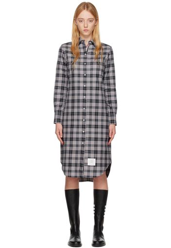 Thom Browne Gray Tartan Midi Dress