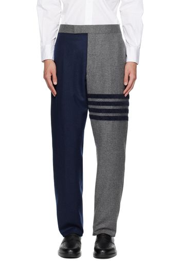 Thom Browne Gray & Navy 4-Bar Trousers