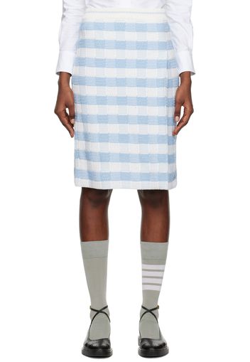 Thom Browne Blue & White Gingham Midi Skirt