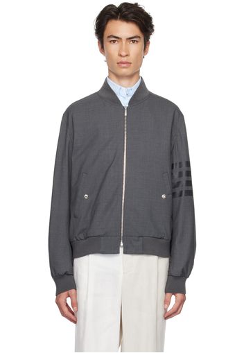 Thom Browne Gray 4-Bar Bomber Jacket