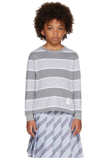 Thom Browne Kids Gray Striped Long Sleeve T-Shirt