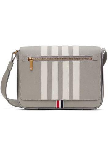 Thom Browne Gray Pebble Grain 4-Bar Reporter Bag