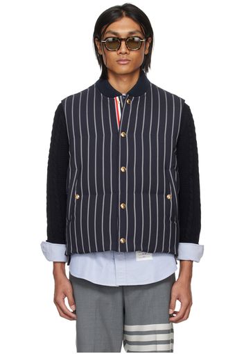 Thom Browne Navy Striped Down Vest