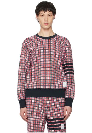 Thom Browne Navy & Red Check 4-Bar Sweatshirt