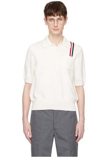 Thom Browne White RWB Stripe Polo