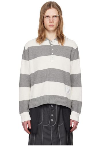 Thom Browne Gray Striped Polo