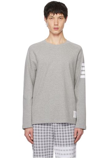 Thom Browne Gray 4-Bar Stripe Long Sleeve T-Shirt