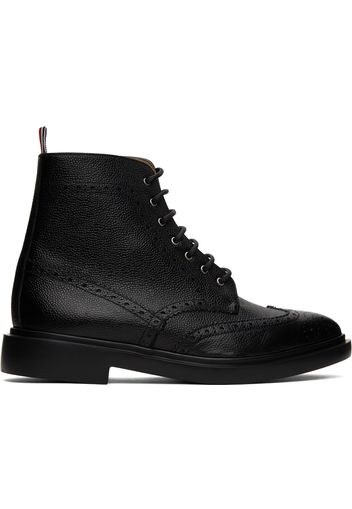 Thom Browne Black Classic Wingtip Boots