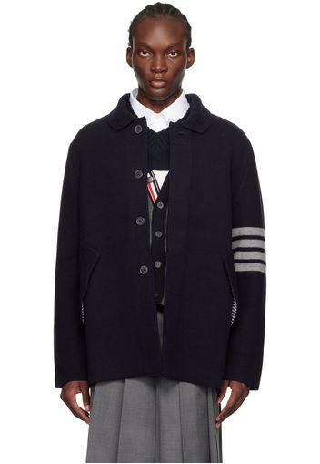 Thom Browne Navy 4-Bar Coat