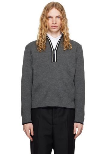 Thom Browne Gray Milano Stitch Zip Up Sweater