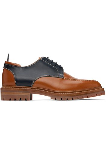 Thom Browne Navy & Tan Apron Stitch Derbys