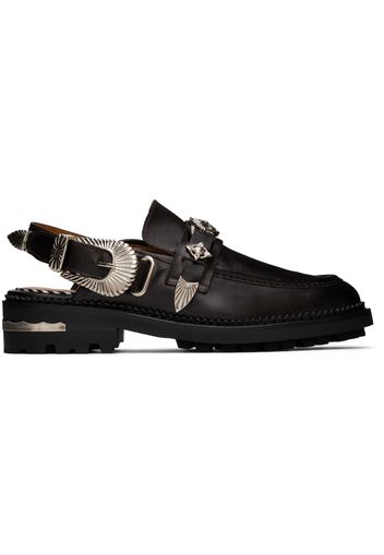 Toga Pulla SSENSE Exclusive Brown Polido Open Back Loafers