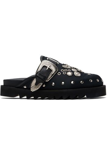 Toga Pulla SSENSE Exclusive Black Eyelet Metal Sabot Loafers