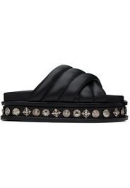 Toga Pulla Black Embellished Leather Sandals