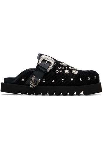 Toga Virilis Black Eyelet Metal Sabot Slip-on Loafers